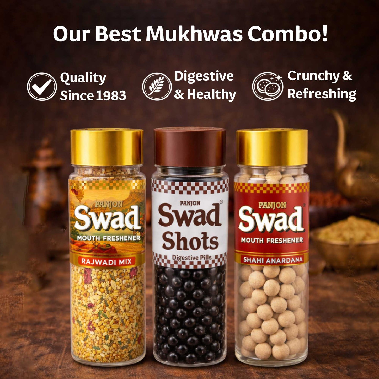 Swad Rajwadi Mix, Digestive Shots & Shahi Anardana Goli  Combo(Pack of 3)