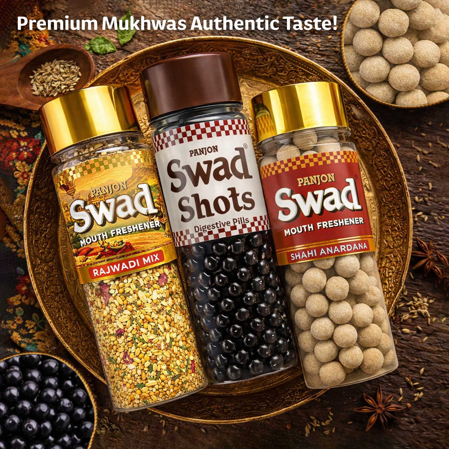 Swad Rajwadi Mix, Digestive Shots & Shahi Anardana Goli  Combo(Pack of 3)