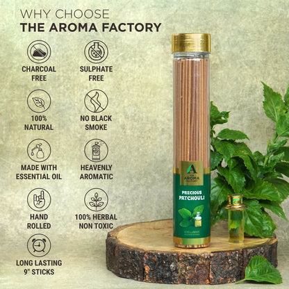 The Aroma Factory Incense Sticks (White Sage,Fresh Active,Patchouli & Sandalwood Chandan Agarbatti) 4 bottles, Fragrance Jute Gift Pack