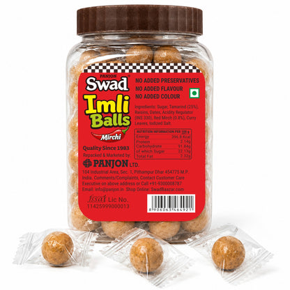 Swad Mirchi Imli Balls Khatti Meethi Candy | Tangy & Spicy Tamarind Candy | Chatpata Imli Goli | Sweet & Sour Indian Candy | Tamarind Balls Jar Pack | 220g