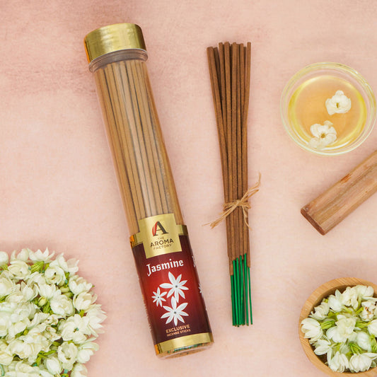 The Aroma Factory Jasmine Incense Stick Agarbatti (0% Charcoal 0% Sulphates) Herbal Agarbatti Bottle Pack, 100G