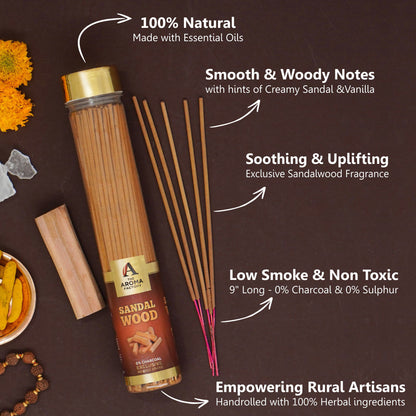 The Aroma Factory Incense Sticks (White Sage,Fresh Active,Patchouli & Sandalwood Chandan Agarbatti) 4 bottles, Fragrance Jute Gift Pack