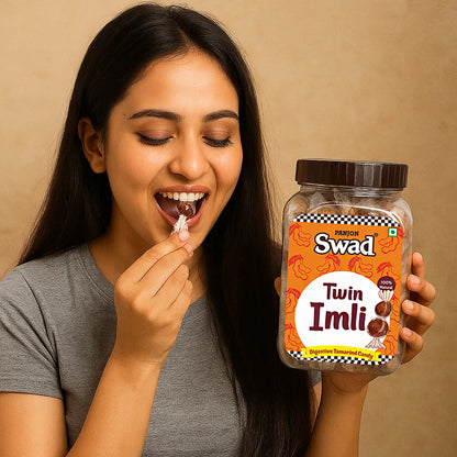 Swad Twin Imli Candy, Khatti Meethi Imly, Chulbuli Tamarind Twist Toffee, 320g Jar