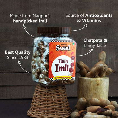 Swad Twin Imli Candy, Khatti Meethi Imly, Chulbuli Tamarind Twist Toffee, 320g Jar