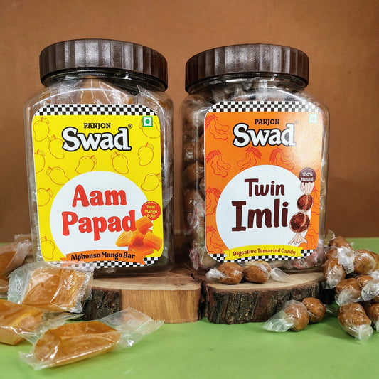 Swad Aam Papad & Twin Imli Candy [Tamarind & Mango Toffees] 2 Jars x 320g