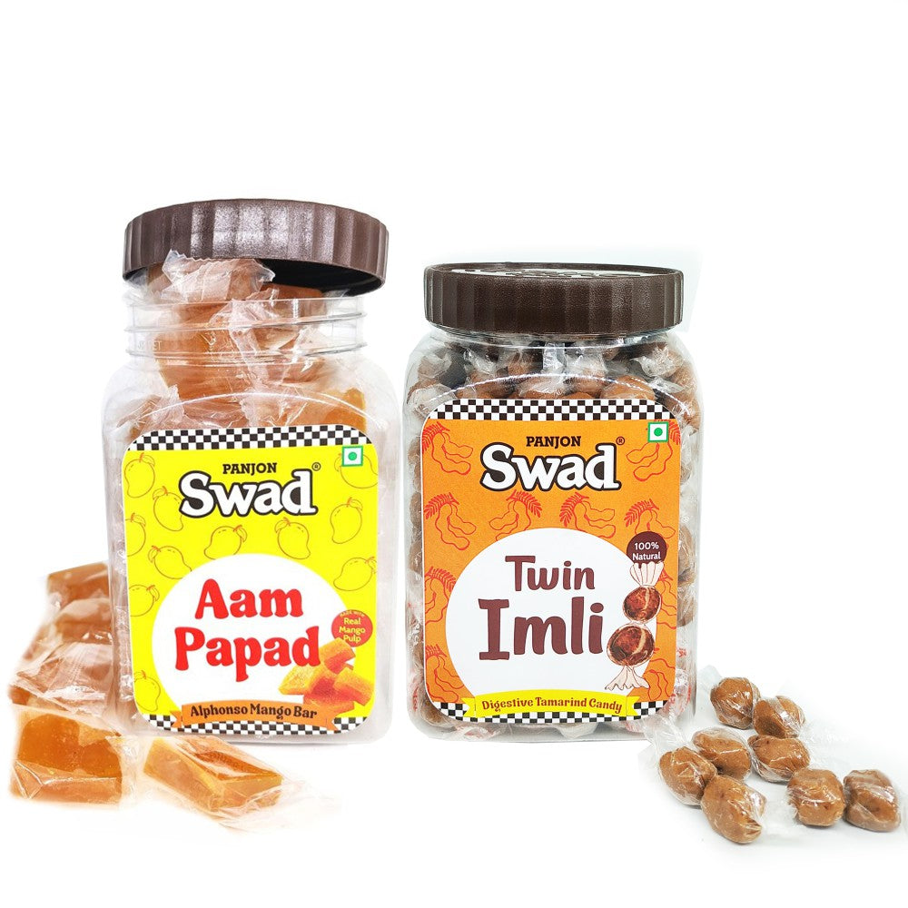Swad Aam Papad & Twin Imli Candy [Tamarind & Mango Toffees] 2 Jars x 320g