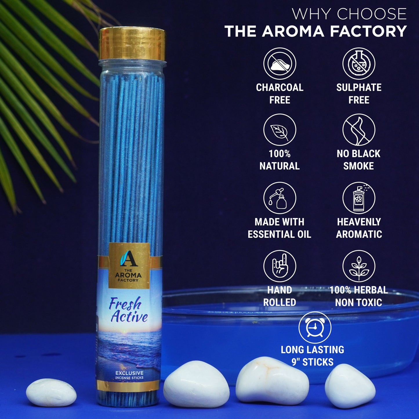 The Aroma Factory Fresh Active Sanctuary, Complete Fragrance Collection of Agarbatti, Dhoop Batti, Dhoop Cone, Camphor Tablet & Reed Diffuser, Combo of 5