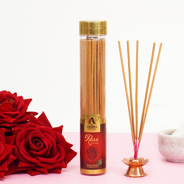 The Aroma Factory Rose Incense Stick (0% Charcoal 0% Sulphates) Herbal Agarbatti Bottle Pack, 100G