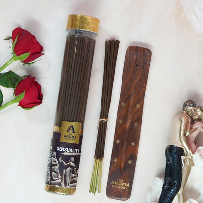 The Aroma Factory Incense Sticks (Meditation, Stress Relief, Sensuality & Energizing Agarbatti) 4 bottles, Fragrance Jute Gift Pack