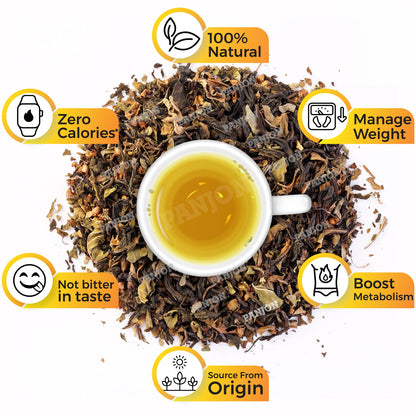 Panjon Slim Care+ Green Tea For Weight Loss with Oolong, Moringa, Lemongrass, Garcinia Cambogia, Rooibos Herb, Gymnema Sylvestre, Jasmine, 1 Jar (40g - 30 TeaCups)